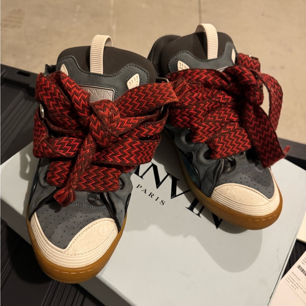 Lanvin High-Top Sneakers - Gray and Red